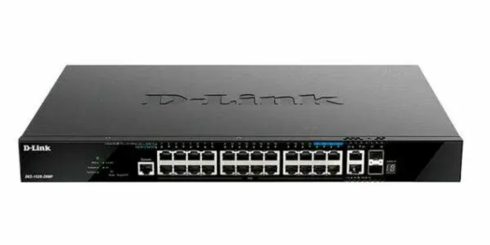 Сетевое оборудование D-Link DGS-1520-28MP/A1A Управляемый L3 стекируемый коммутатор с 20 портами 10/100/1000Base-T, 4 портами 100/1000/2.5GBase-T, 2 портами 10GBase-T и 2