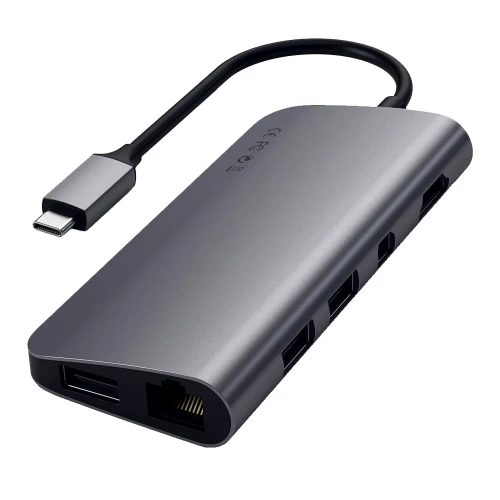 USB-концентратор Satechi USB-C Multi-Port V2, Ethernet / 4K HDMI / Type-C / Type-A / SD & micro SD, Space Gray (Серый космос)