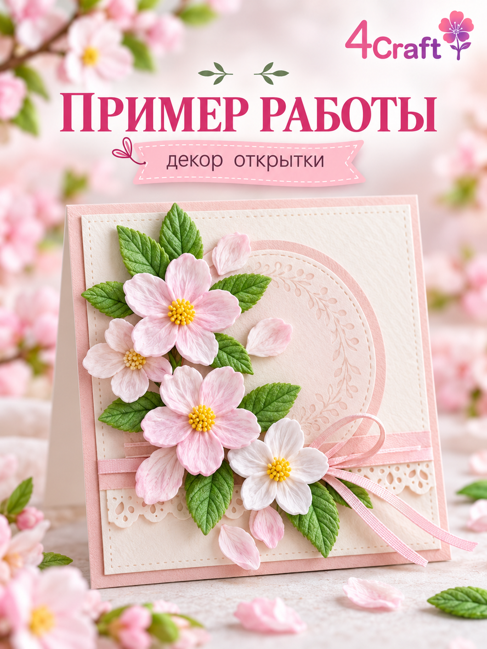 Молд силиконовый для флористики "Цветы вишни и листья" для глины, мыла и воска