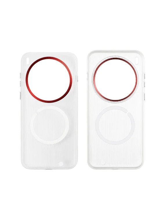 Защитный чехол для Vivo X300 Pro c MagSafe Серый с красной окантовкой блока камеры (Gray-Red)