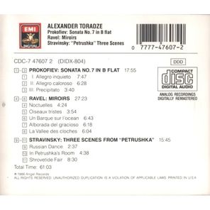 Alexander Toradze / Prokofiev, Stravinsky, Ravel: Sonata No. 7 In B Flat, Petrushka (Three Scenes), Miroirs (CD)