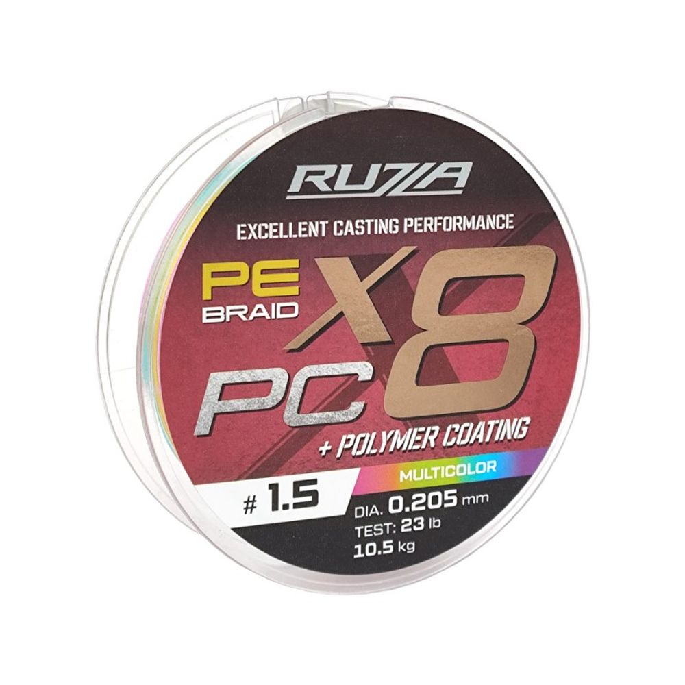 RUZZA Шнур X8 PC 150м Multicolor 0,205мм 10,5кг/23lb