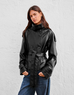 Женский короткий тренч из искусственной кожи - BERSHKA