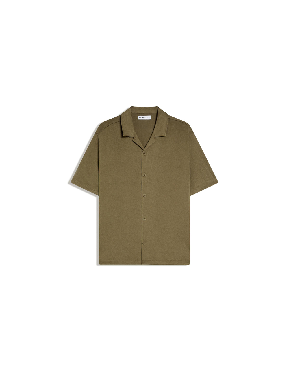Мужская рубашка из рустикальной ткани с коротким рукавом - BERSHKA