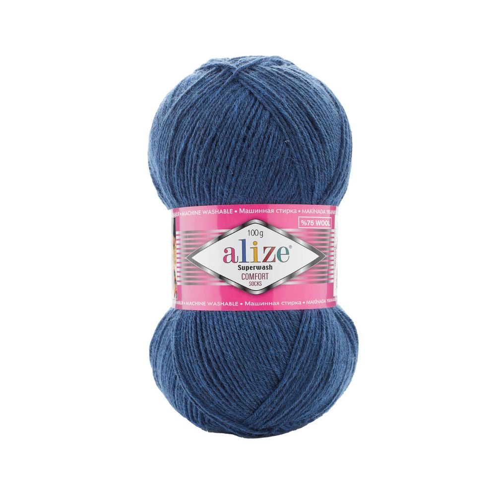 ALIZE "SUPERWASH COMFORT", 75% шерсть, 25% п/а, 100 гр, 420 м, Темно-синий