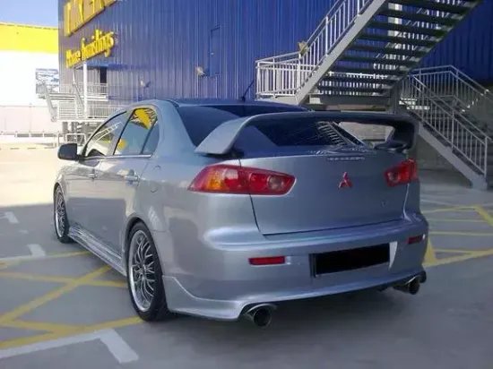 Юбка заднего бампера Zodiak var.2 для Mitsubishi Lancer 10 (под раздвоенный выхлоп)