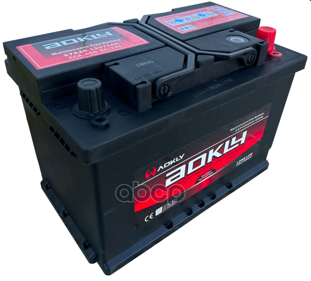Аккумулятор AOKLY DIN 75 А/ч обратный R+ 276x174x190 L3 EN 650  А