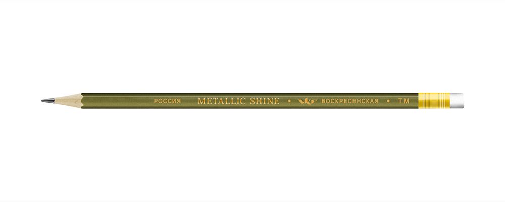 Карандаш чернографитный с ластиком заточенный ТМ (HB) 72 шт, Metallic shine MS04, 1-1599 оливковый, ВКФ MS04