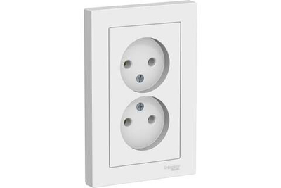 Двухместная розетка Systeme Electric ATLAS DESIGN без заземления 16А в сборе белая