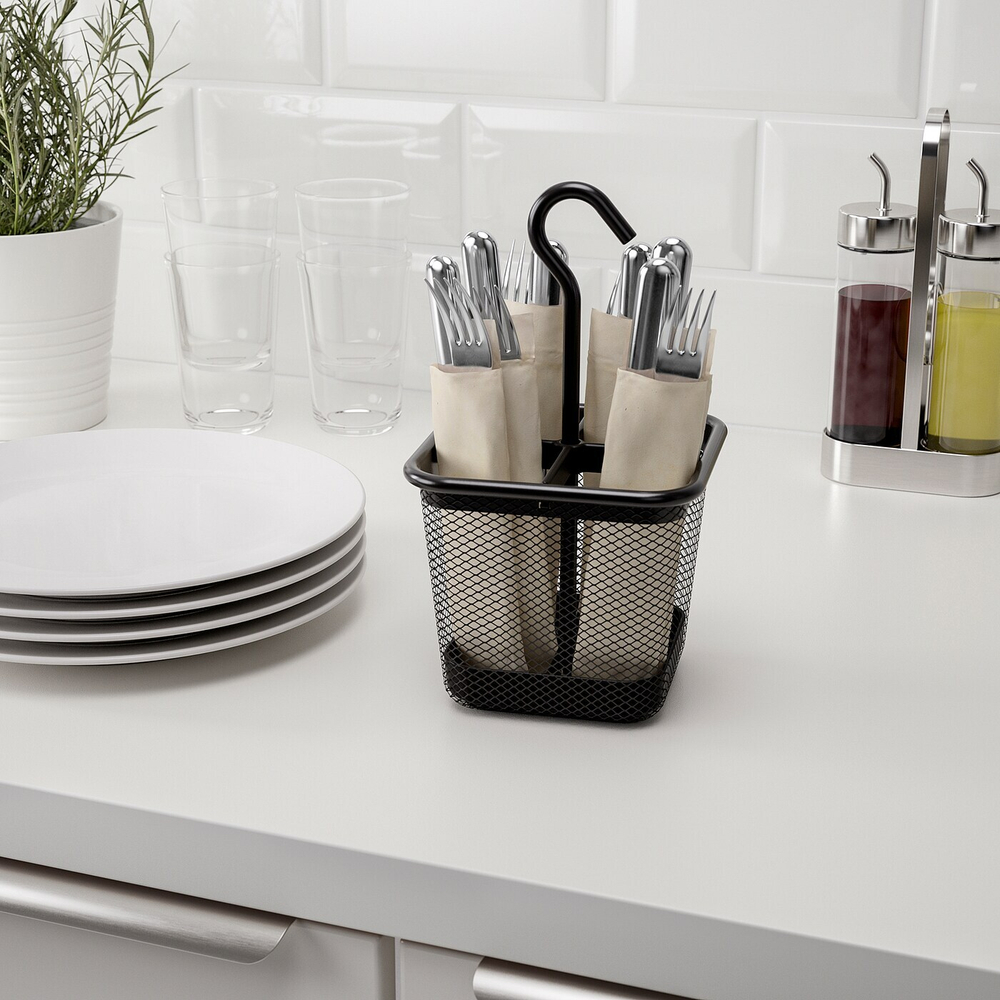 IKEA UPPDATERA (ИКЕА УППДАТЕРА) — Коробка для столовых приборов, антрацит, 12x12 см, фото 2