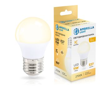 Светодиодная лампа Шар LED G45 11W IC E27 2700K 175-265V 451103 Bulbing Ambrella