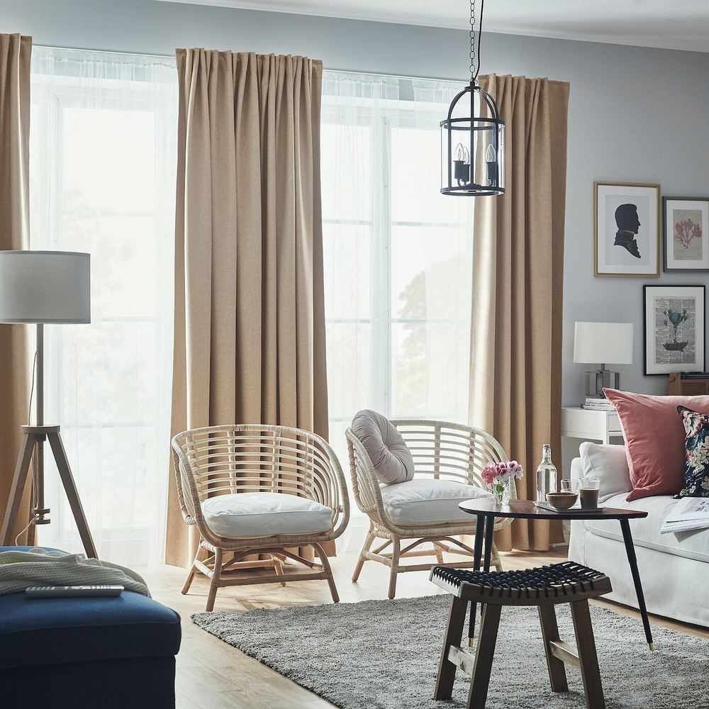 IKEA ANNAKAJSA  (ИКЕА АННАКАЙСА)  -  Шторы, 1 пара, на ленте/бежевые, 145x300 см