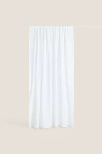 ZARA HOME XL ЛЬНЯНАЯ ЗАНАВЕСКА, БЕЛЫЙ