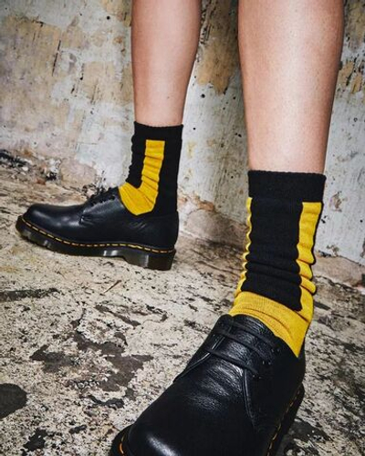 DR. MARTENS Носки DOUBLE DOC из смесового хлопка, черно-желтые, S/M (36-41), 1 пара (Из Финляндии)