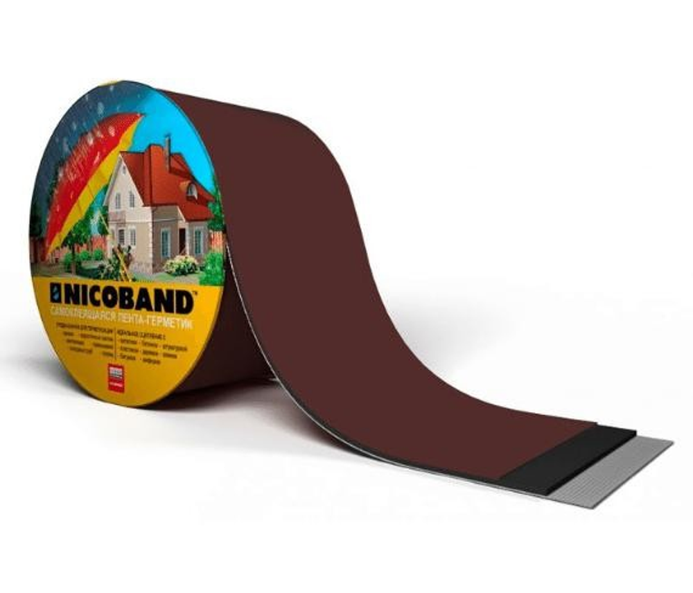 Лента самоклеящаяся герметизирующая NICOBAND, цвет коричневый, длина 3 м., ширина 10 см.