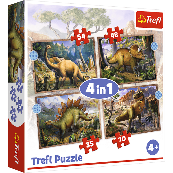 Puzzle "4in1" - Interesting dinosaurs / Trefl