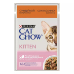 Влажный корм Cat Chow Kitten для котят, с индейкой и кабачками в желе, 85 г