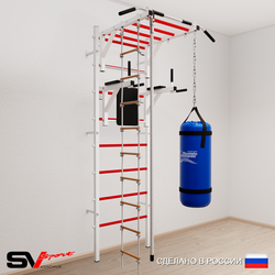 Шведская стенка Sv Sport усиленная 6452 (Турник рукоход/Брусья/Канат/Лестница/Цепь/Мешок 22кг)