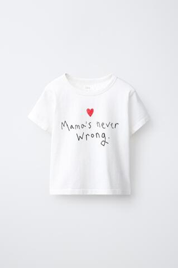 ZARA ФУТБОЛКА С ТЕКСТОВЫМ ПРИНТОМ, БЕЛЫЙ