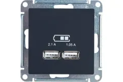 Розетка USB Systeme Electric ATLASDESIGN двойная 2100мА карбон 36379