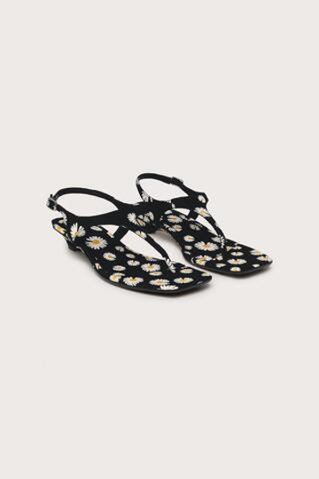 ZARA БОСОНОЖКИ НА КАБЛУКЕ С ПРИНТОМ — LIMITED EDITION, ЧЕРНЫЙ