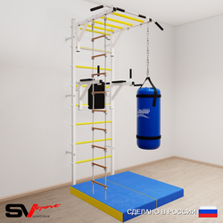 Шведская стенка Sv Sport усиленная 6426 (Турник рукоход/Брусья/Лестница/Цепь/Мешок 22кг/Мат 1м)