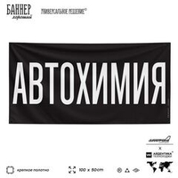 Рекламная вывеска баннер АВТОХИМИЯ, 100х50 см, для автомагазина, черный, Silver Plane x Айдентика Технолоджи