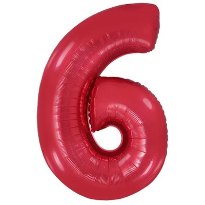 Шар фольга Цифра 6 Red Красный 40''/102 см с гелием