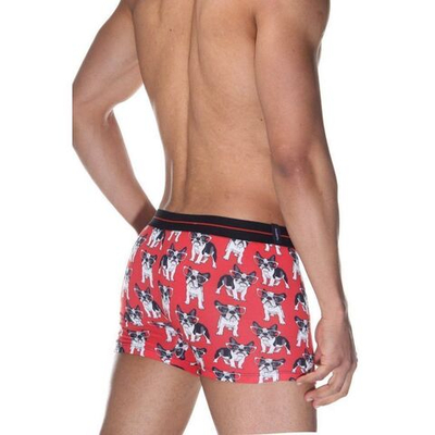 Красные трусы-боксеры с принтом в виде щенков в очках (Размер: L) (Цвет: красный)