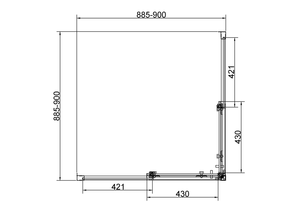 Душевой уголок Vincea Слим 8мм (Slim 8mm) VSS-4SL900CLBN, 900*900, брашированный никель, стекло прозрачное