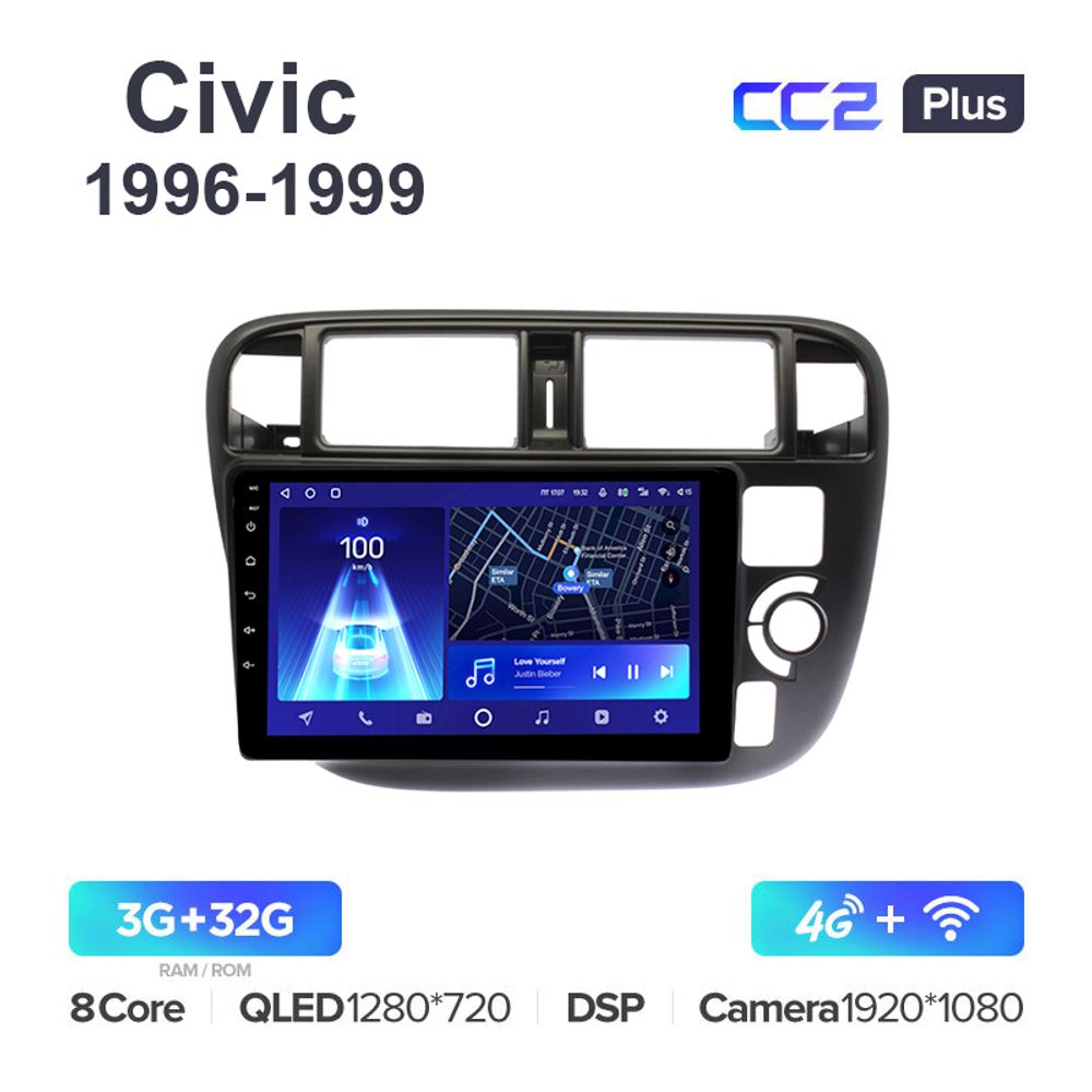 Teyes CC2 Plus 9"для Honda Civic 1996-1999  (прав)