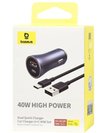 Автомобильное заряд. устр. Baseus Golden Contactor 1USB/1C с каб. Type-C (TZCCJD-0G) серое