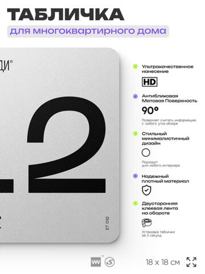 Табличка с номером этажа 12, для многоквартирного жилого дома, серия СОСЕДИ, 18х18 см, пластиковая, Айдентика Технолоджи