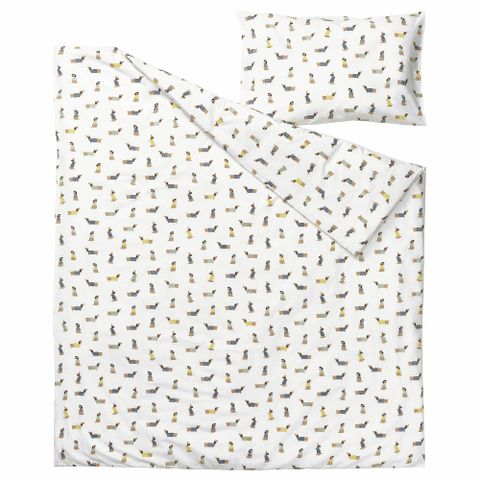 Комплект постельного белья IKEA DROMSLOTT (ДРЕМСЛОТТ), Детский, Белый с рисунком, 110x125, 35x55 см