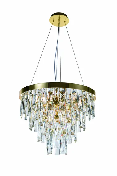 Люстра подвесная NewRgy 5729E/8A GOLD+CLEAR, 8×40 Вт, золотая и прозрачная