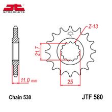 JT JTF580.16RB звезда передняя (ведущая), 16 зубьев