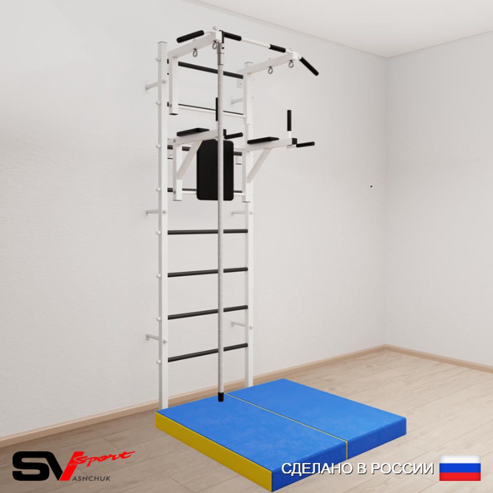 Шведская стенка Sv Sport 5704 (Турник стандарт/Брусья/Канат/Мат 1м)