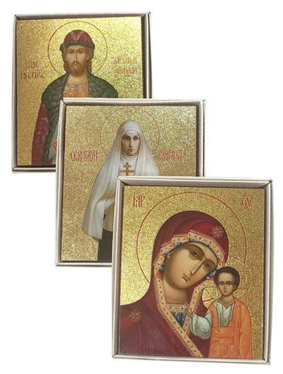 Икона на дереве ультрафиолетовая печать, золочение, поталь. Размер 13х16 см в ассортименте