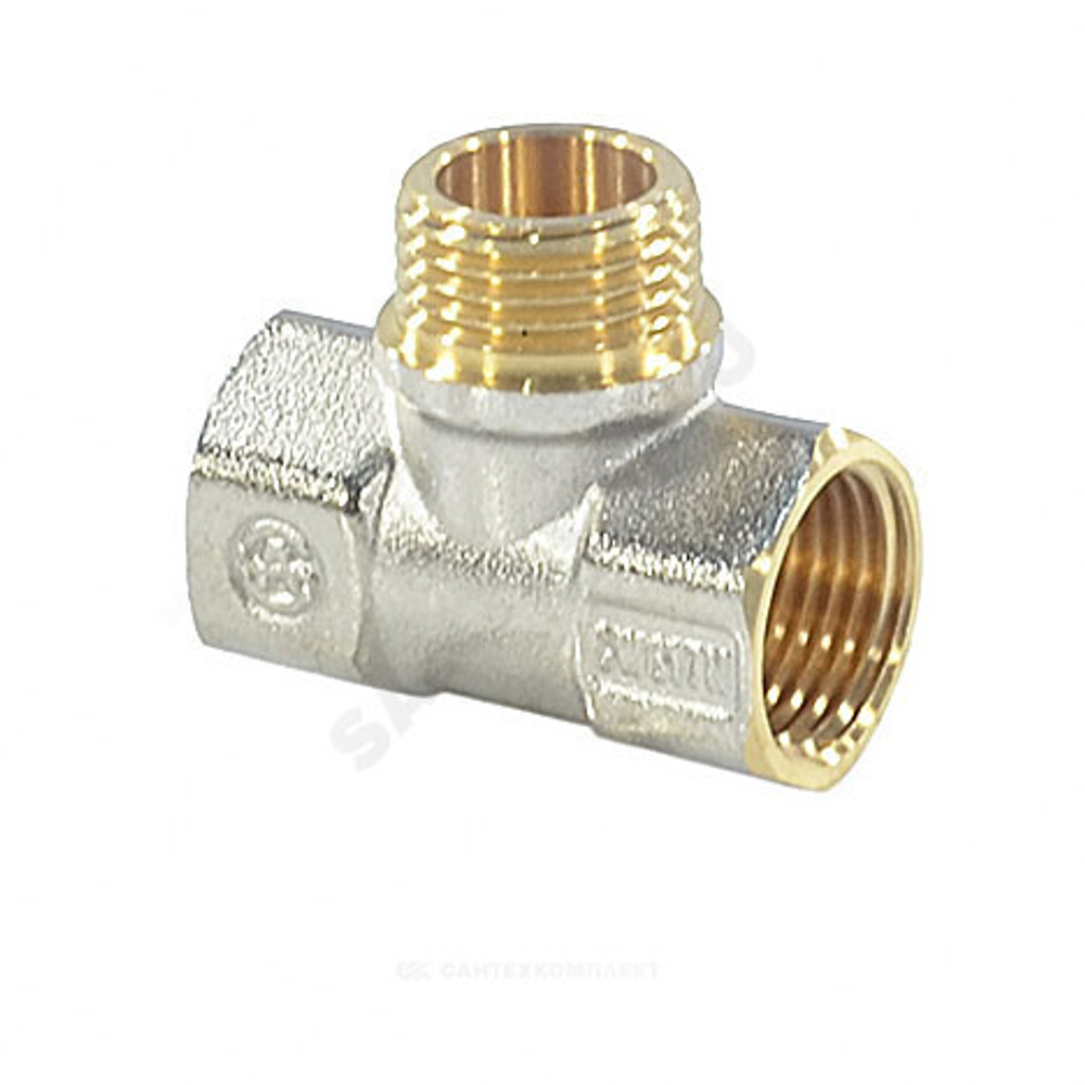 Тройник латунь никель Ду 15 (1/2") ВР/НР/ВР 9009 ГОСТ 32585-2013 Aquasfera 9009-01