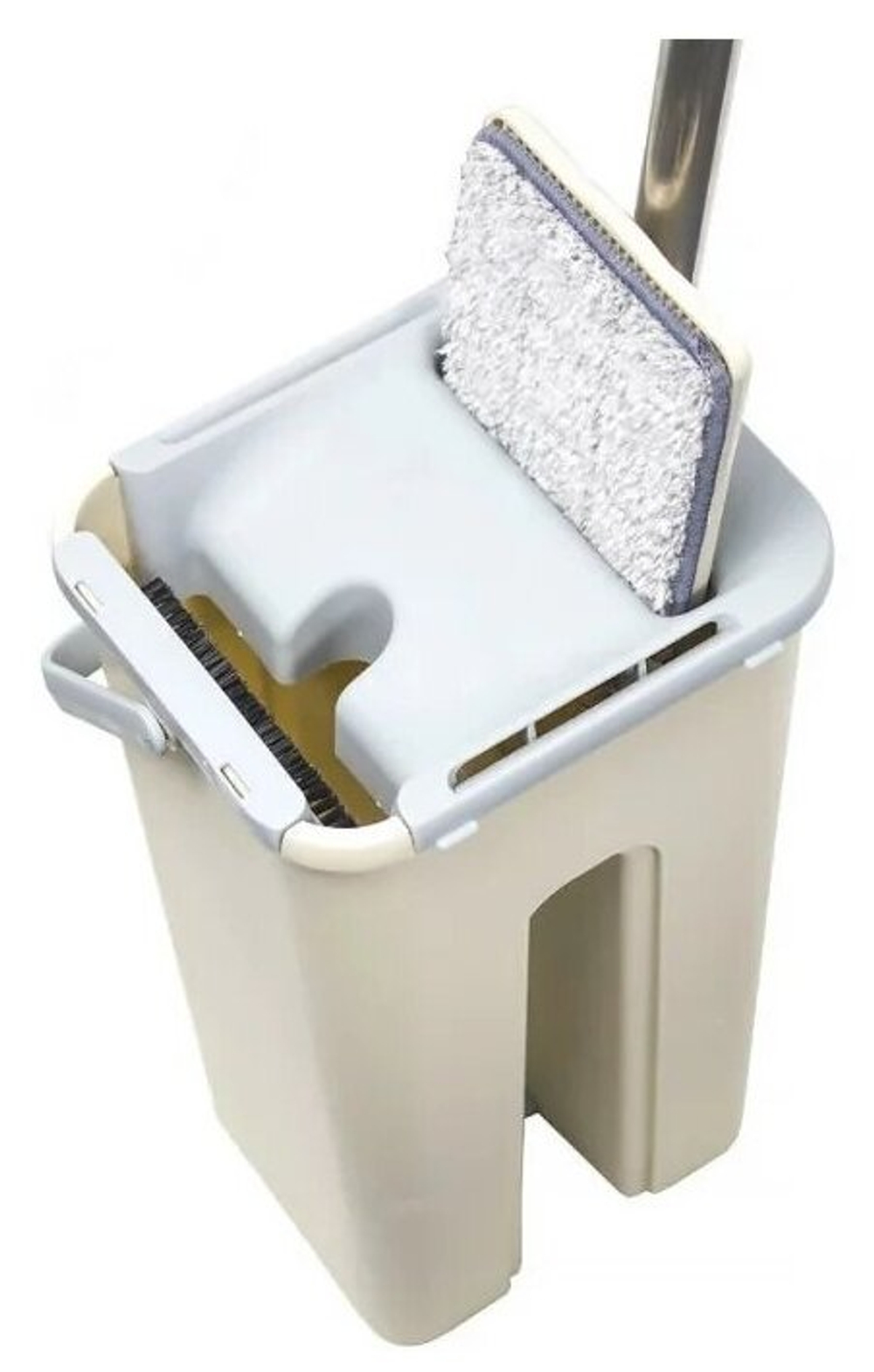 Комплект для уборки швабра и ведро с отжимом Cleaning Mop бежевый