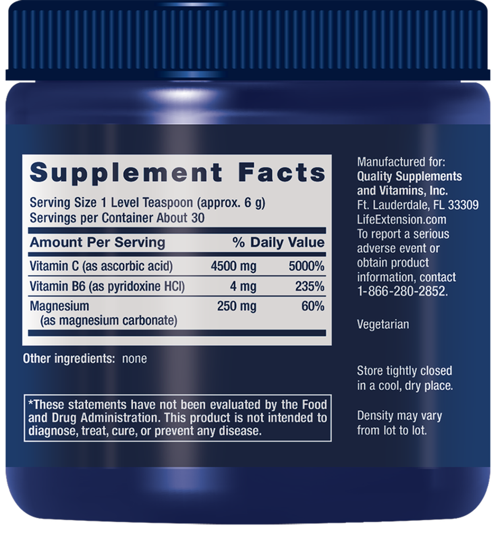 Effervescent Vitamin C Magnesium Crystals 180 грамм Life Extension