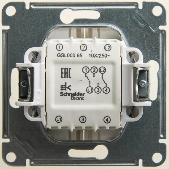 Переключатель проходной двухклавишный Systeme Electric Glossa Перламутр GSL000665