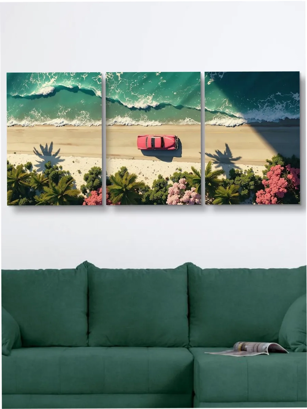 Картина Красная машина модульная 50x70см 3шт.