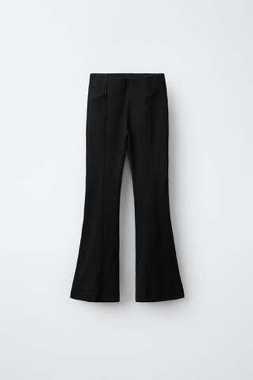 ZARA ЛЕГИНСЫ FLARE В РУБЧИК, ЧЕРНЫЙ