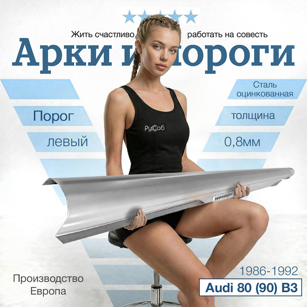 Порог левый Audi 80 (90) B3 1986-1992 (0,8мм)
