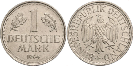 Германия - ФРГ 1 марка, 1994 F Орёл XF