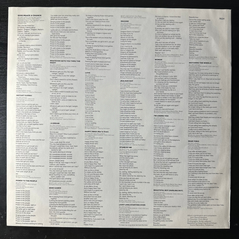 John Lennon - The John Lennon Collection (Германия 1982г.)
