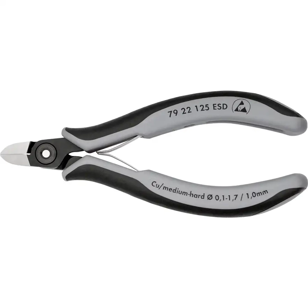 Прецизионные кусачки боковые для электроники антистатические ESD чернёные 125 мм Knipex 79 22 125 ESD
