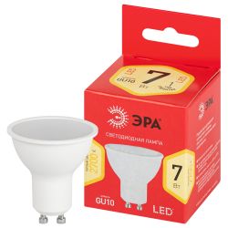 Лампа светодиодная ЭРА RED LINE LED MR16-7W-827-GU10 R 7Вт софит теплый белый свет GU10 | Лампы cветодиодные Точечные (Софиты) (MR, PAR)
