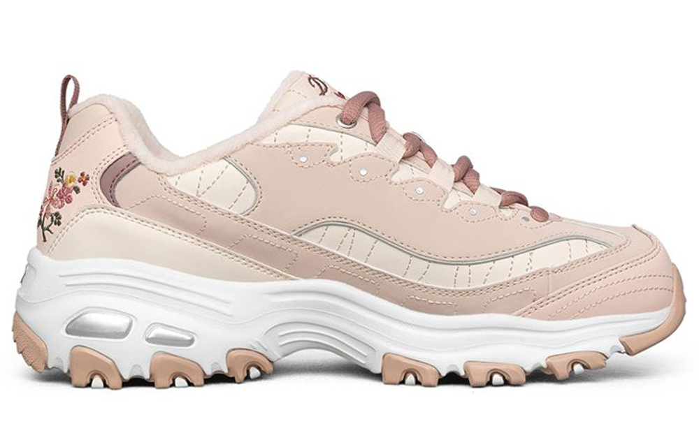 Skechers D"lites 1.0 Low Top Thick Bottom Running Shoes Pink/White Women"s